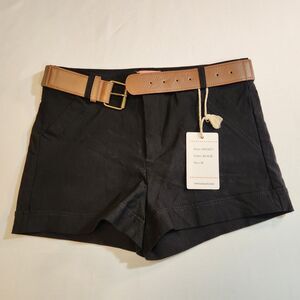 CI Sono by Cavalini Womens Shorts & Brown Belt Medium Black Stretch New W/Tags
